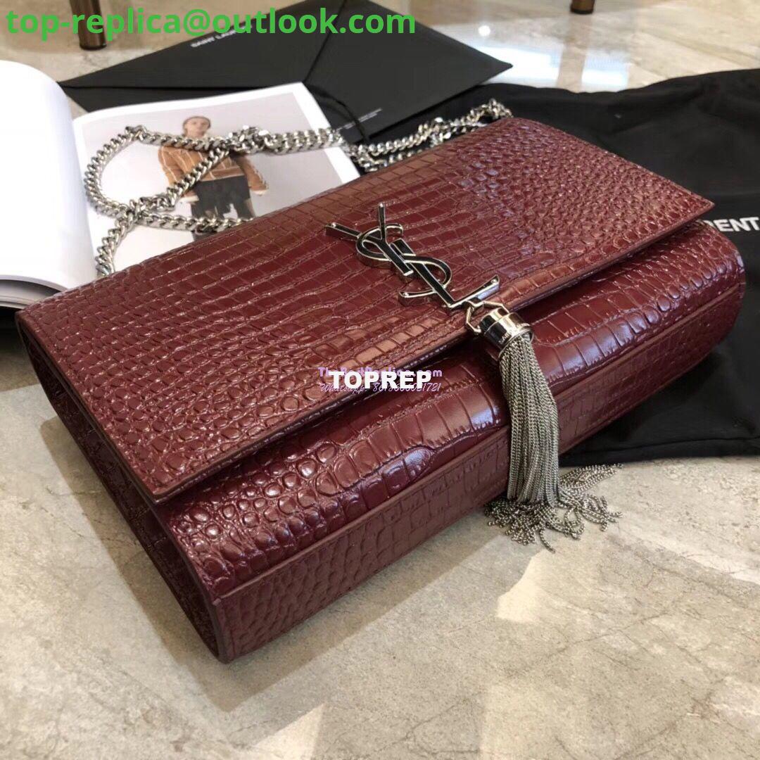 Replica YSL Classic Medium Kate Monogram Saint Laurent Tassel Satchel In Dark Red Crocodile Embossed Shiny Leather 354119 4 Replica YSL Classic Medium Kate Monogram Saint Laurent Tassel Satchel In Dark Red Crocodile Embossed Shiny Leather 354119 4