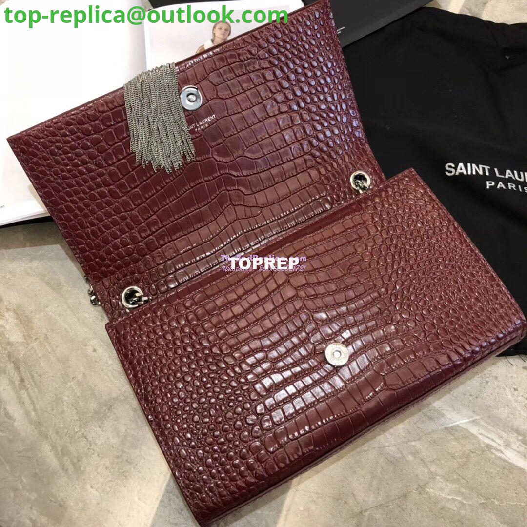 Replica YSL Classic Medium Kate Monogram Saint Laurent Tassel Satchel In Dark Red Crocodile Embossed Shiny Leather 354119 7 Replica YSL Classic Medium Kate Monogram Saint Laurent Tassel Satchel In Dark Red Crocodile Embossed Shiny Leather 354119 7