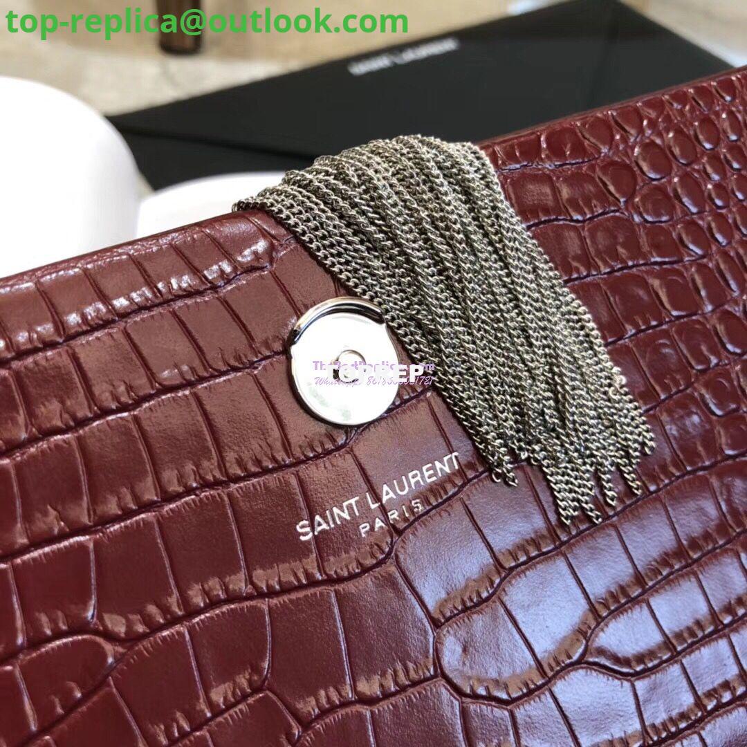 Replica YSL Classic Medium Kate Monogram Saint Laurent Tassel Satchel In Dark Red Crocodile Embossed Shiny Leather 354119 8 Replica YSL Classic Medium Kate Monogram Saint Laurent Tassel Satchel In Dark Red Crocodile Embossed Shiny Leather 354119 8