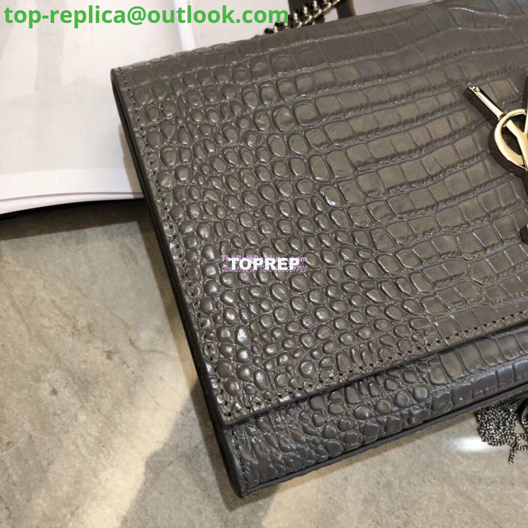 Replica YSL Classic Medium Kate Monogram Saint Laurent Tassel Satchel In Grey Crocodile Embossed Shiny Leather 354119 3 Replica YSL Classic Medium Kate Monogram Saint Laurent Tassel Satchel In Grey Crocodile Embossed Shiny Leather 354119 3