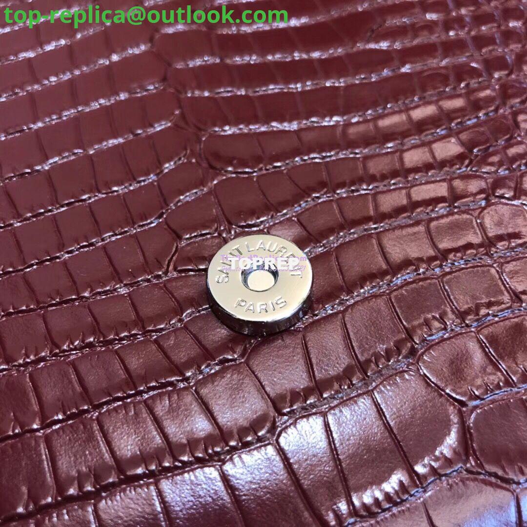 Replica YSL Classic Medium Kate Monogram Saint Laurent Tassel Satchel In Dark Red Crocodile Embossed Shiny Leather 354119 9 Replica YSL Classic Medium Kate Monogram Saint Laurent Tassel Satchel In Dark Red Crocodile Embossed Shiny Leather 354119 9