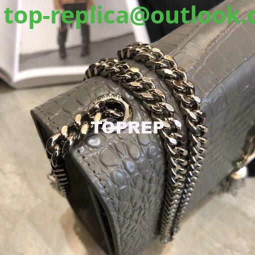 Replica YSL Classic Medium Kate Monogram Saint Laurent Tassel Satchel In Grey Crocodile Embossed Shiny Leather 354119 6