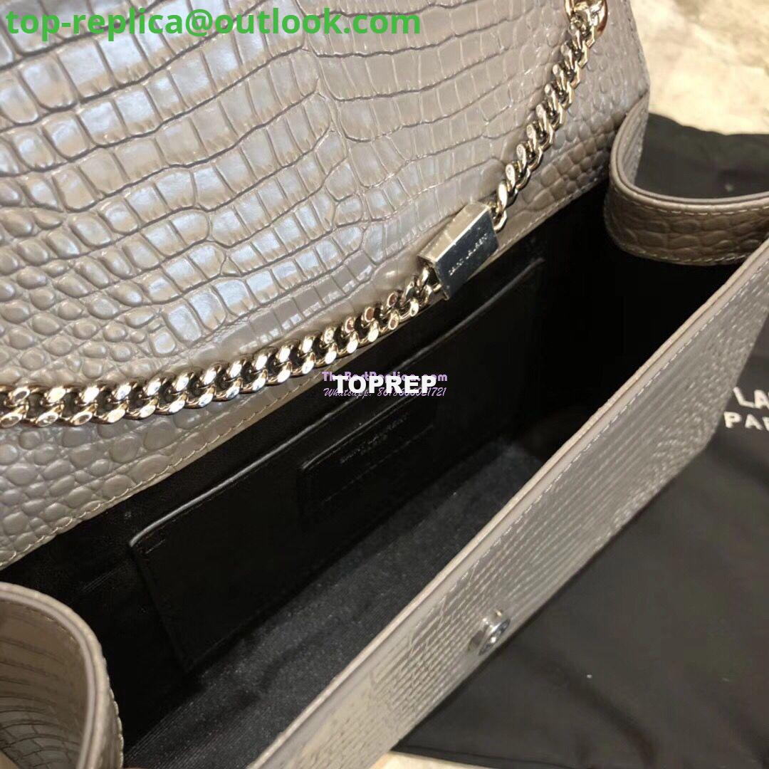 Replica YSL Classic Medium Kate Monogram Saint Laurent Tassel Satchel In Grey Crocodile Embossed Shiny Leather 354119 9 Replica YSL Classic Medium Kate Monogram Saint Laurent Tassel Satchel In Grey Crocodile Embossed Shiny Leather 354119 9