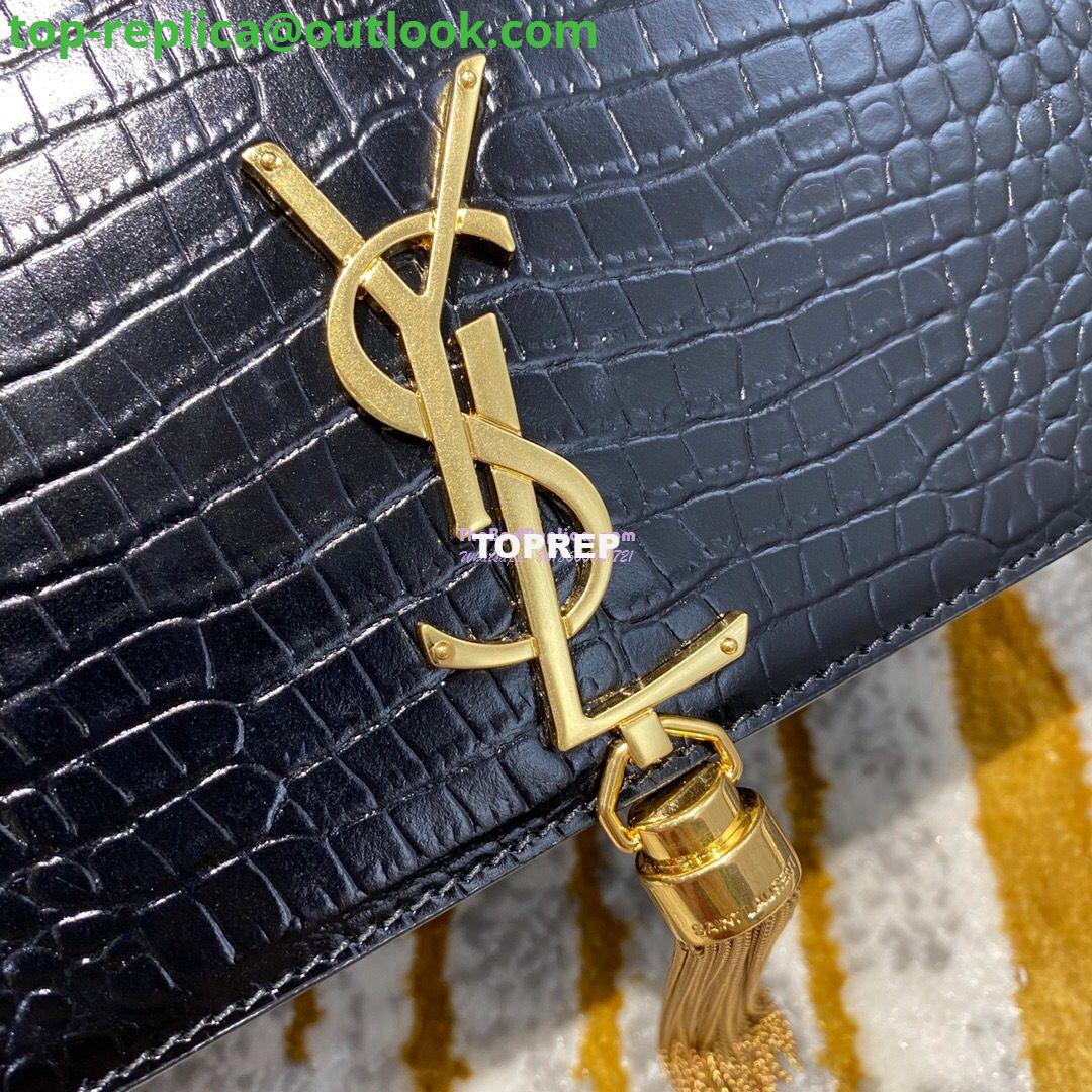 Replica YSL Classic Medium Kate Monogram Saint Laurent Tassel Satchel In Black Crocodile Embossed Shiny Leather 354119 5 Replica YSL Classic Medium Kate Monogram Saint Laurent Tassel Satchel In Black Crocodile Embossed Shiny Leather 354119 5