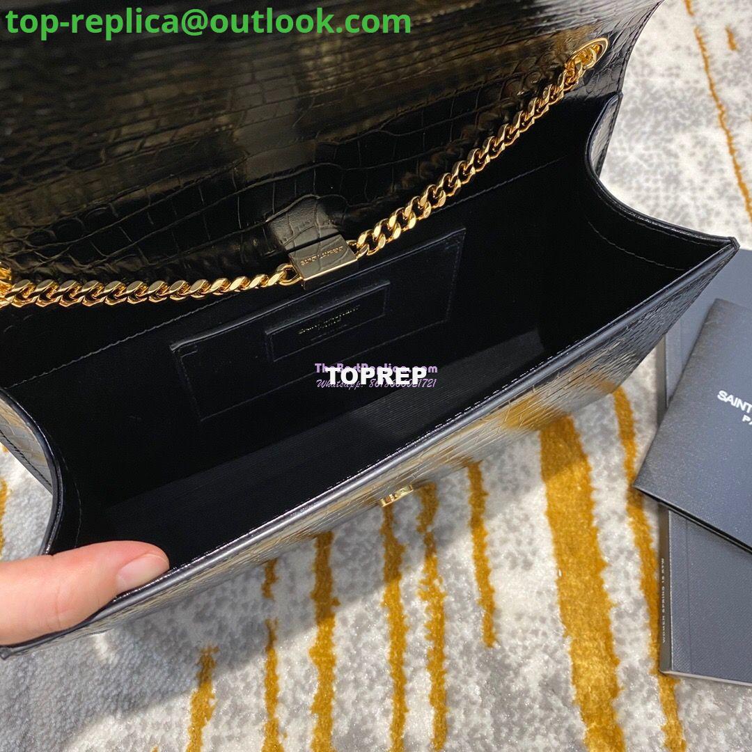 Replica YSL Classic Medium Kate Monogram Saint Laurent Tassel Satchel In Black Crocodile Embossed Shiny Leather 354119 7 Replica YSL Classic Medium Kate Monogram Saint Laurent Tassel Satchel In Black Crocodile Embossed Shiny Leather 354119 7