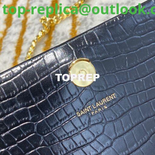 Replica YSL Classic Medium Kate Monogram Saint Laurent Tassel Satchel In Black Crocodile Embossed Shiny Leather 354119 9