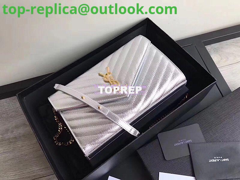 Replica YSL Saint Laurent Monogram Chain Wallet Grained Matelasse Metallic Leather Silver Replica YSL Saint Laurent Monogram Chain Wallet Grained Matelasse Metallic Leather Silver