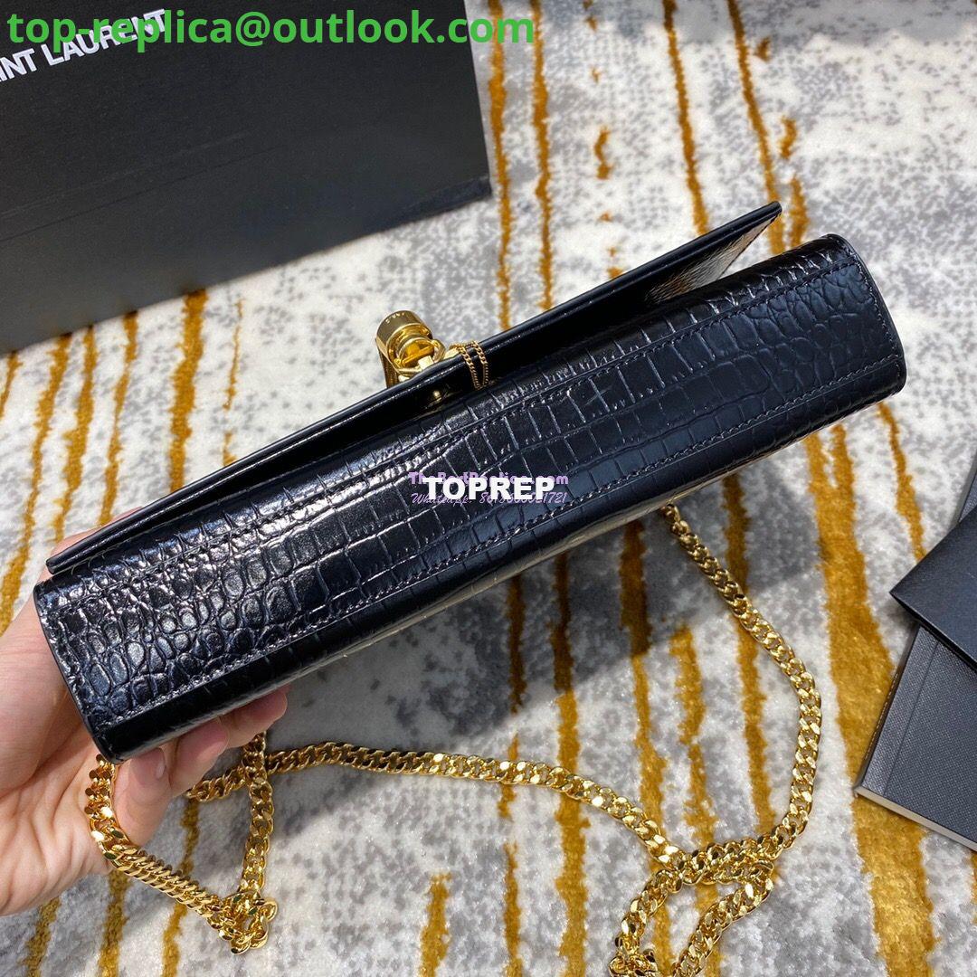 Replica YSL Classic Medium Kate Monogram Saint Laurent Tassel Satchel In Black Crocodile Embossed Shiny Leather 354119 13 Replica YSL Classic Medium Kate Monogram Saint Laurent Tassel Satchel In Black Crocodile Embossed Shiny Leather 354119 13