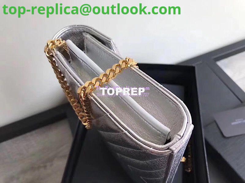 Replica YSL Saint Laurent Monogram Chain Wallet Grained Matelasse Metallic Leather Silver 8 Replica YSL Saint Laurent Monogram Chain Wallet Grained Matelasse Metallic Leather Silver 8