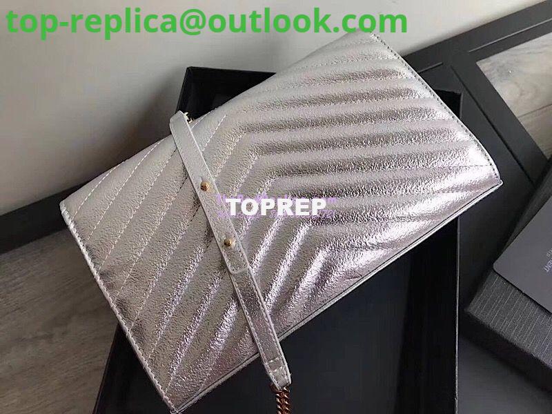 Replica YSL Saint Laurent Monogram Chain Wallet Grained Matelasse Metallic Leather Silver 9 Replica YSL Saint Laurent Monogram Chain Wallet Grained Matelasse Metallic Leather Silver 9