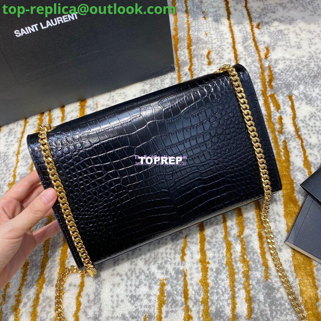 Replica YSL Classic Medium Kate Monogram Saint Laurent Tassel Satchel In Black Crocodile Embossed Shiny Leather 354119 14 Replica YSL Classic Medium Kate Monogram Saint Laurent Tassel Satchel In Black Crocodile Embossed Shiny Leather 354119 14