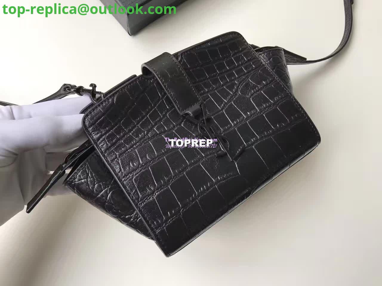 Replica YSL Yves Saint Laurent Toy Cabas Bag in Black Crocodile Embossed Leather Replica YSL Yves Saint Laurent Toy Cabas Bag in Black Crocodile Embossed Leather