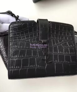 Replica YSL Yves Saint Laurent Toy Cabas Bag in Black Crocodile Embossed Leather 2