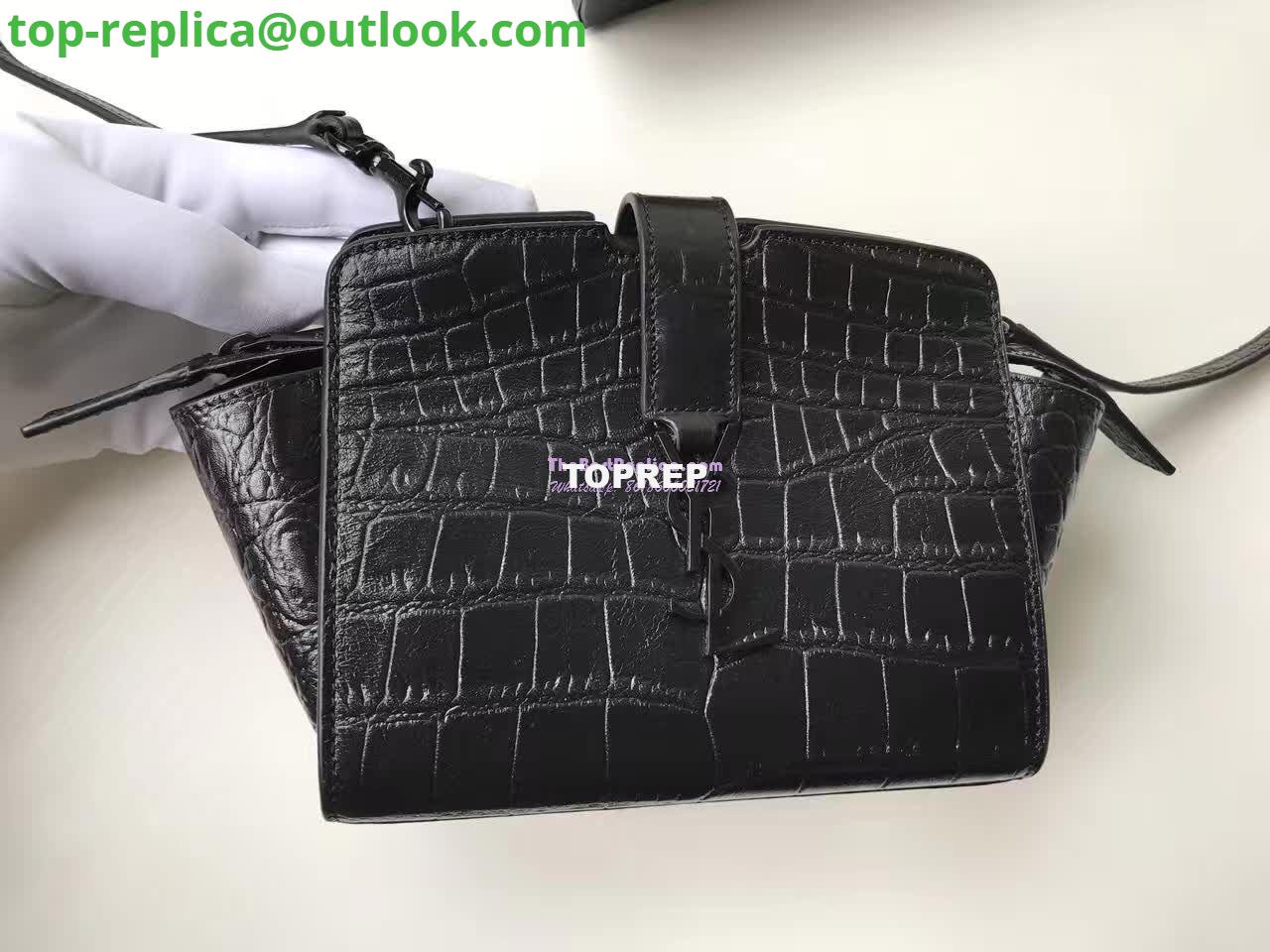 Replica YSL Yves Saint Laurent Toy Cabas Bag in Black Crocodile Embossed Leather 2 Replica YSL Yves Saint Laurent Toy Cabas Bag in Black Crocodile Embossed Leather 2