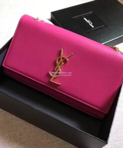 Replica YSL Classic Medium Monogram Saint Laurent Satchel In Rosy Smooth Calfskin Leather 2