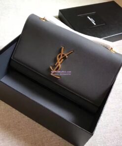 Replica YSL Classic Medium Monogram Saint Laurent Satchel In Grey Smooth Calfskin Leather 2