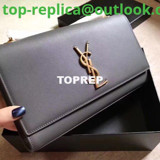 Replica YSL Classic Medium Monogram Saint Laurent Satchel In Grey Smooth Calfskin Leather 3