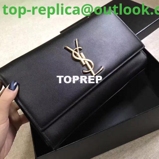 Replica YSL Classic Medium Kate Monogram Saint Laurent Satchel In Black Smooth Calfskin Leather 2