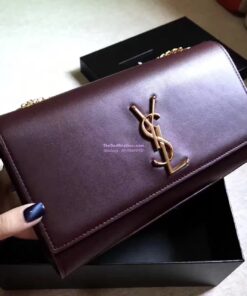 Replica YSL Classic Medium Monogram Saint Laurent Satchel In Wine Smooth Calfskin Leather 2