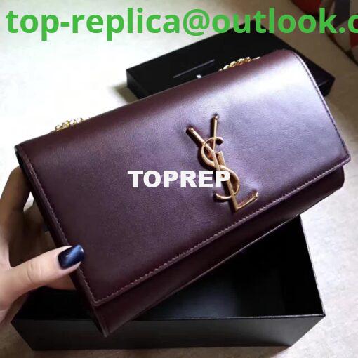 Replica YSL Classic Medium Monogram Saint Laurent Satchel In Wine Smooth Calfskin Leather 2