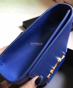 Replica YSL Classic Medium Monogram Saint Laurent Satchel In Blue Smooth Calfskin Leather