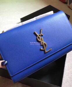 Replica YSL Classic Medium Monogram Saint Laurent Satchel In Blue Smooth Calfskin Leather 2