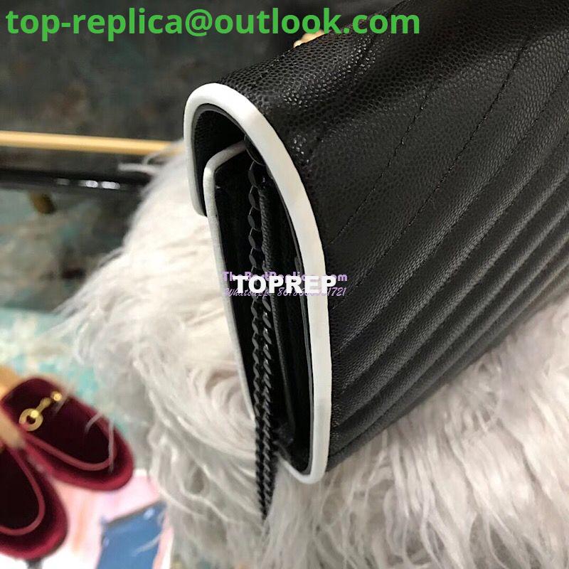 Replica YSL Monogram Saint Laurent Chain Wallet In Black And Dove White Grain De Poudre Textured Matelassé Leather 360452 2 Replica YSL Monogram Saint Laurent Chain Wallet In Black And Dove White Grain De Poudre Textured Matelassé Leather 360452 2