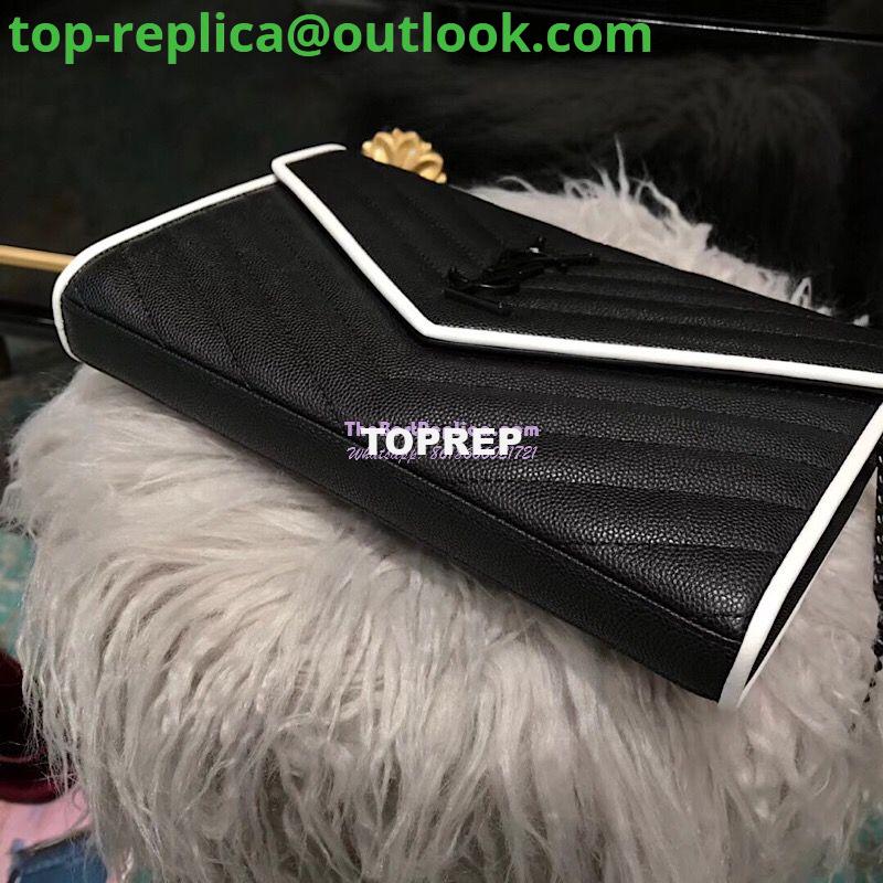 Replica YSL Monogram Saint Laurent Chain Wallet In Black And Dove White Grain De Poudre Textured Matelassé Leather 360452 3 Replica YSL Monogram Saint Laurent Chain Wallet In Black And Dove White Grain De Poudre Textured Matelassé Leather 360452 3