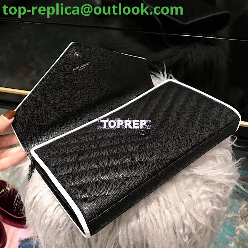 Replica YSL Monogram Saint Laurent Chain Wallet In Black And Dove White Grain De Poudre Textured Matelassé Leather 360452 5 Replica YSL Monogram Saint Laurent Chain Wallet In Black And Dove White Grain De Poudre Textured Matelassé Leather 360452 5