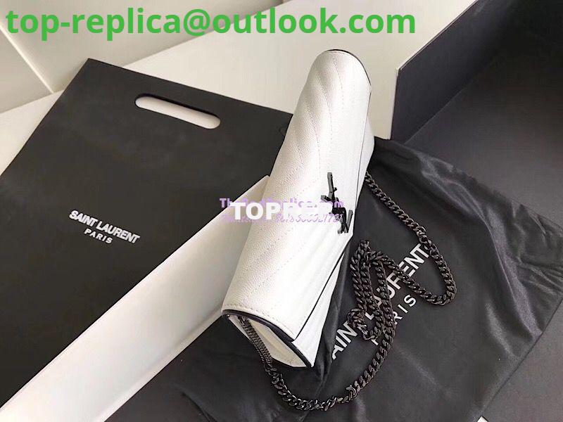 Replica YSL Monogram Saint Laurent Chain Wallet In White And Black Grain De Poudre Textured Matelassé Leather 360452 Replica YSL Monogram Saint Laurent Chain Wallet In White And Black Grain De Poudre Textured Matelassé Leather 360452