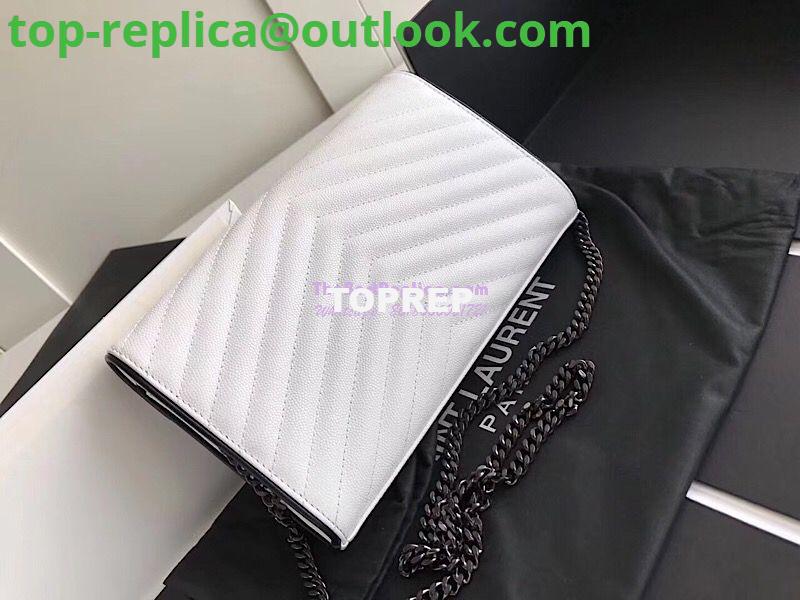 Replica YSL Monogram Saint Laurent Chain Wallet In White And Black Grain De Poudre Textured Matelassé Leather 360452 2 Replica YSL Monogram Saint Laurent Chain Wallet In White And Black Grain De Poudre Textured Matelassé Leather 360452 2