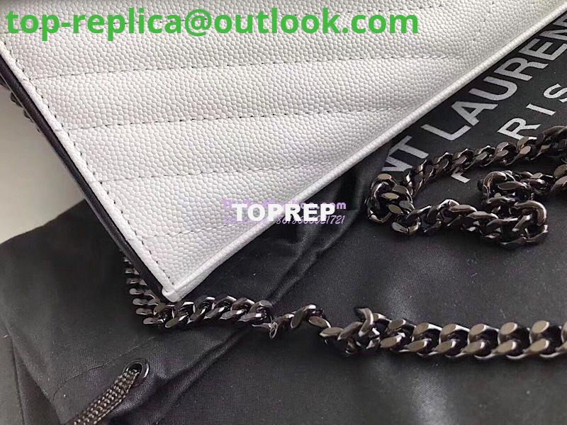 Replica YSL Monogram Saint Laurent Chain Wallet In White And Black Grain De Poudre Textured Matelassé Leather 360452 3 Replica YSL Monogram Saint Laurent Chain Wallet In White And Black Grain De Poudre Textured Matelassé Leather 360452 3