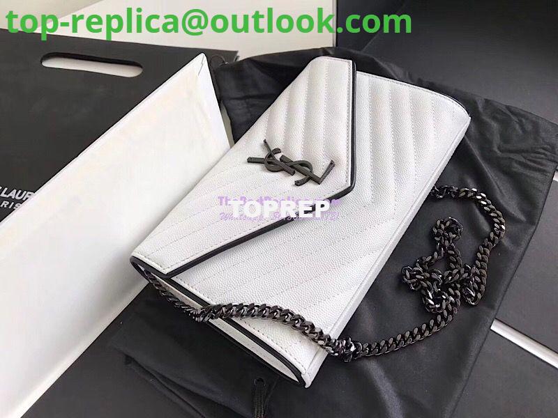 Replica YSL Monogram Saint Laurent Chain Wallet In White And Black Grain De Poudre Textured Matelassé Leather 360452 7 Replica YSL Monogram Saint Laurent Chain Wallet In White And Black Grain De Poudre Textured Matelassé Leather 360452 7