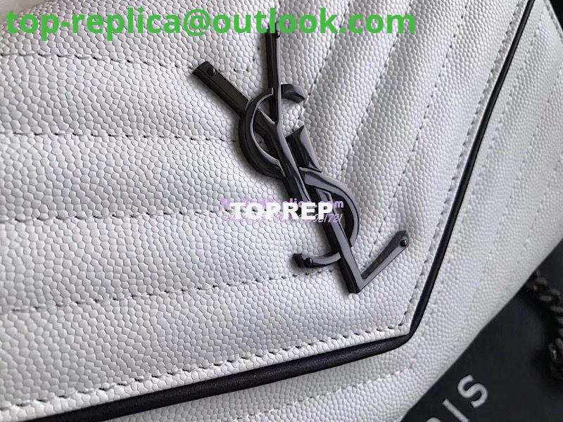 Replica YSL Monogram Saint Laurent Chain Wallet In White And Black Grain De Poudre Textured Matelassé Leather 360452 8 Replica YSL Monogram Saint Laurent Chain Wallet In White And Black Grain De Poudre Textured Matelassé Leather 360452 8