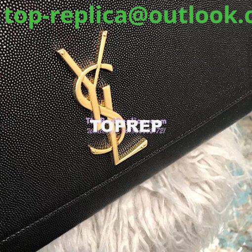 Replica YSL Saint Laurent Large Kate Chain Bag In Black Grain De Poudre Textured Leather Gold Hardware 5