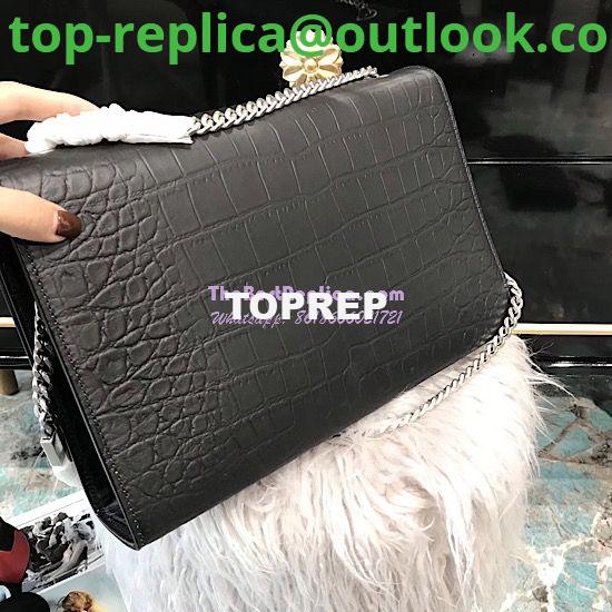Replica YSL Saint Laurent Large Kate Chain Bag In Black Crocodile Embossed Leather Replica YSL Saint Laurent Large Kate Chain Bag In Black Crocodile Embossed Leather