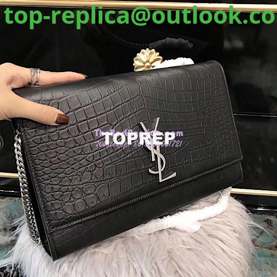 Replica YSL Saint Laurent Large Kate Chain Bag In Black Crocodile Embossed Leather 3 Replica YSL Saint Laurent Large Kate Chain Bag In Black Crocodile Embossed Leather 3