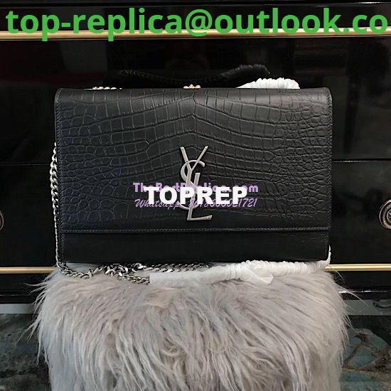Replica YSL Saint Laurent Large Kate Chain Bag In Black Crocodile Embossed Leather 4 Replica YSL Saint Laurent Large Kate Chain Bag In Black Crocodile Embossed Leather 4