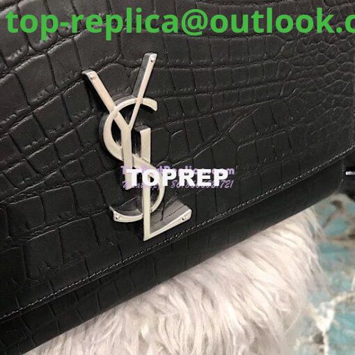 Replica YSL Saint Laurent Large Kate Chain Bag In Black Crocodile Embossed Leather 5