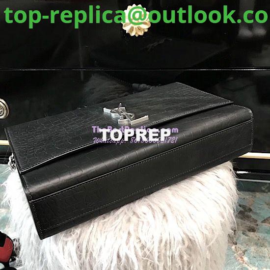 Replica YSL Saint Laurent Large Kate Chain Bag In Black Crocodile Embossed Leather 6 Replica YSL Saint Laurent Large Kate Chain Bag In Black Crocodile Embossed Leather 6