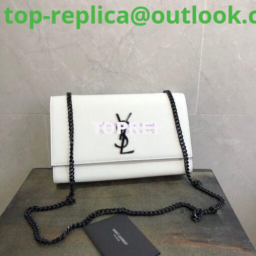 Replica YSL Saint Laurent Classic Monogram Satchel in Grain De Poudre Textured Leather White 2