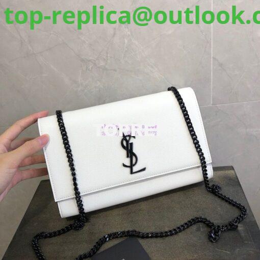 Replica YSL Saint Laurent Classic Monogram Satchel in Grain De Poudre Textured Leather White 3