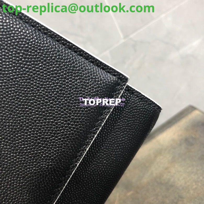 Replica YSL Saint Laurent Classic Monogram Kate in Grain De Poudre Textured Leather Black in White Trim 4 Replica YSL Saint Laurent Classic Monogram Kate in Grain De Poudre Textured Leather Black in White Trim 4