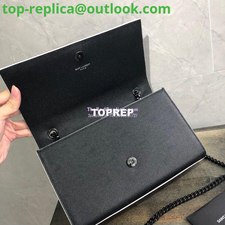 Replica YSL Saint Laurent Classic Monogram Kate in Grain De Poudre Textured Leather Black in White Trim 7 Replica YSL Saint Laurent Classic Monogram Kate in Grain De Poudre Textured Leather Black in White Trim 7