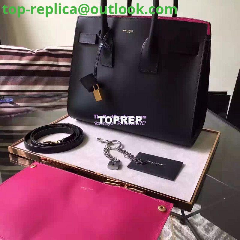 Replica YSL Saint Laurent Classic Small Sac De Jour Bag In Black Grained Leather with red inside 2 Replica YSL Saint Laurent Classic Small Sac De Jour Bag In Black Grained Leather with red inside 2