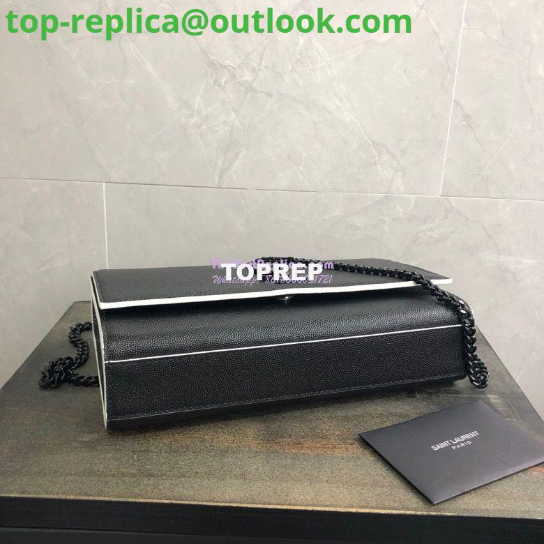 Replica YSL Saint Laurent Classic Monogram Kate in Grain De Poudre Textured Leather Black in White Trim 12 Replica YSL Saint Laurent Classic Monogram Kate in Grain De Poudre Textured Leather Black in White Trim 12