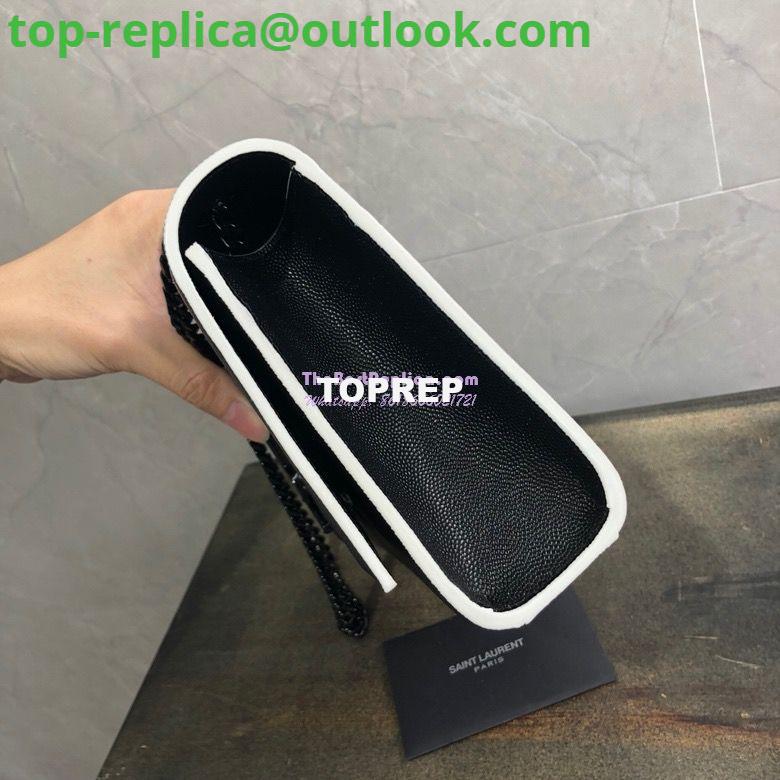 Replica YSL Saint Laurent Classic Monogram Kate in Grain De Poudre Textured Leather Black in White Trim 13 Replica YSL Saint Laurent Classic Monogram Kate in Grain De Poudre Textured Leather Black in White Trim 13