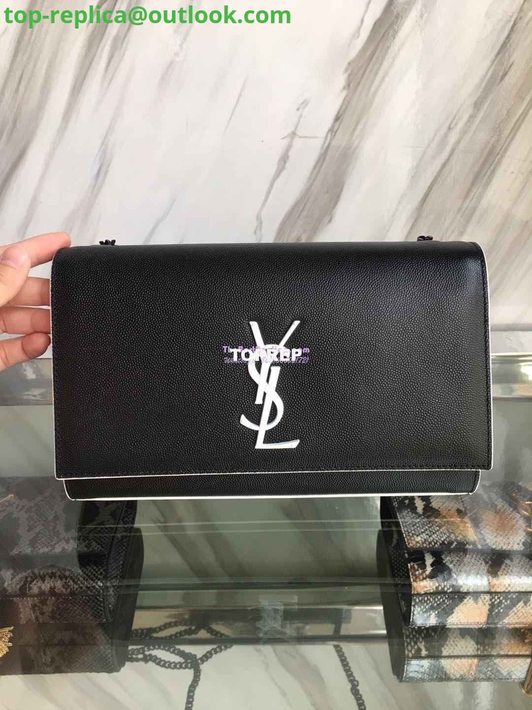 Replica YSL Saint Laurent Classic Monogram Kate in Grain De Poudre Textured Leather Black in White Trim 14 Replica YSL Saint Laurent Classic Monogram Kate in Grain De Poudre Textured Leather Black in White Trim 14