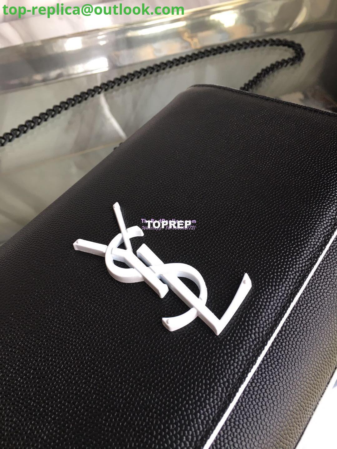 Replica YSL Saint Laurent Classic Monogram Kate in Grain De Poudre Textured Leather Black in White Trim 15 Replica YSL Saint Laurent Classic Monogram Kate in Grain De Poudre Textured Leather Black in White Trim 15