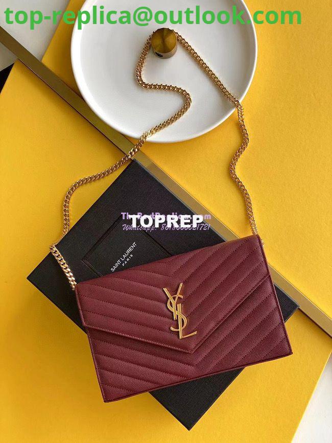 Replica YSL Saint Laurent Monogram Chain Wallet Grain De Poudre Textured Matelasse Leather Wine Replica YSL Saint Laurent Monogram Chain Wallet Grain De Poudre Textured Matelasse Leather Wine
